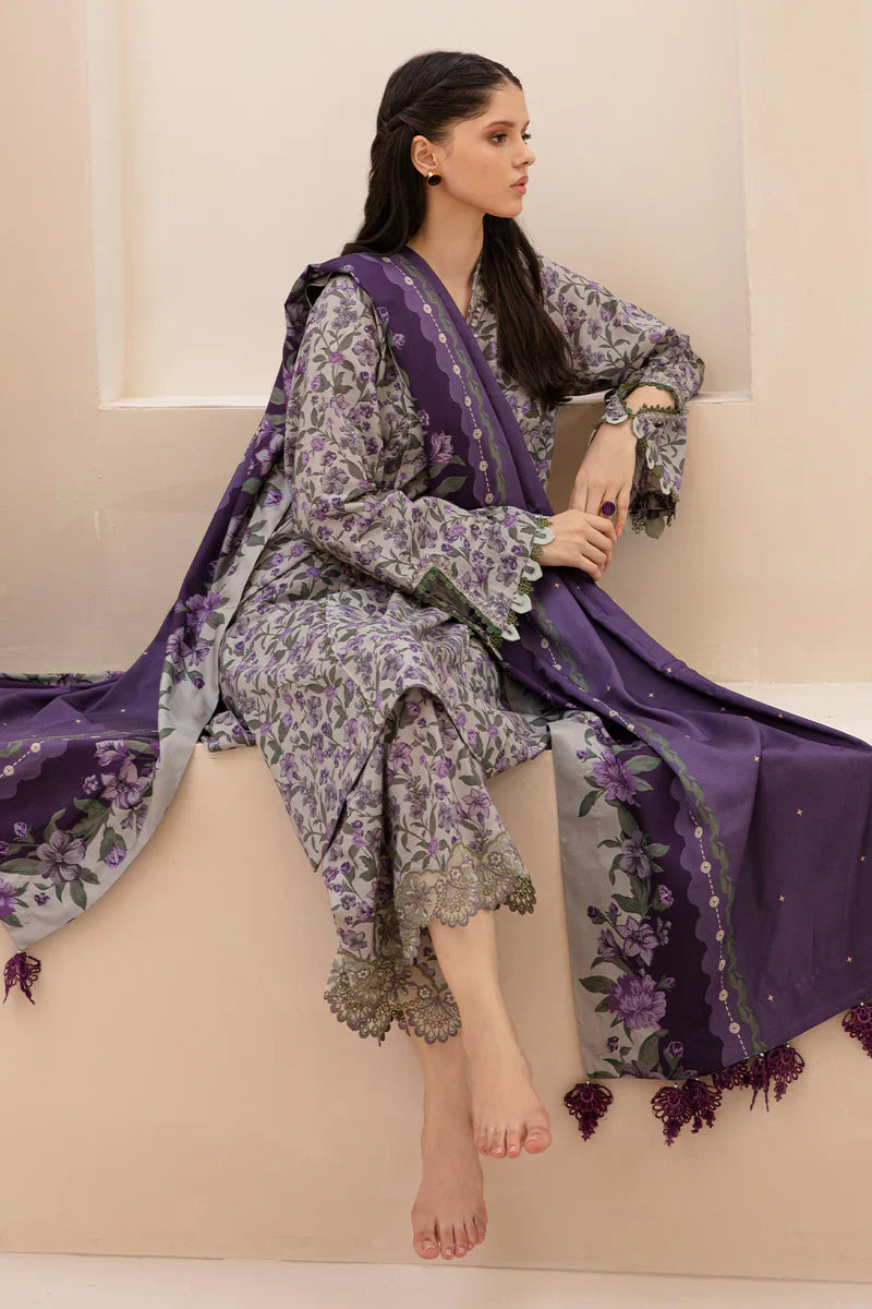 BAROQUE - 3PC KARANDI PRINTED SHIRT WITH PRINTED DUPATTA AND TROUSER - HZG1871