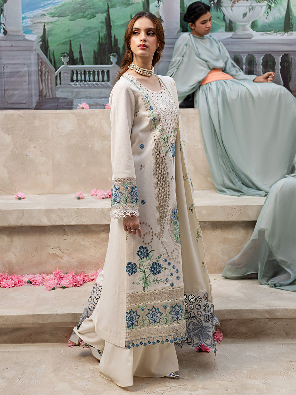 3PC DANAK EMBORIDED SHIRT WITH DANAK HEAVY WOOL SHAWL AND PLAIN TROUSER 039-RR
