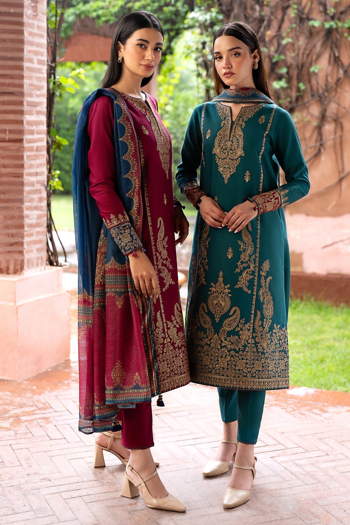 3PC DANAK EMBROIDERED SHIRT, PRINTED WOOL SHAWL AND PLAIN TROUSER 66-RR