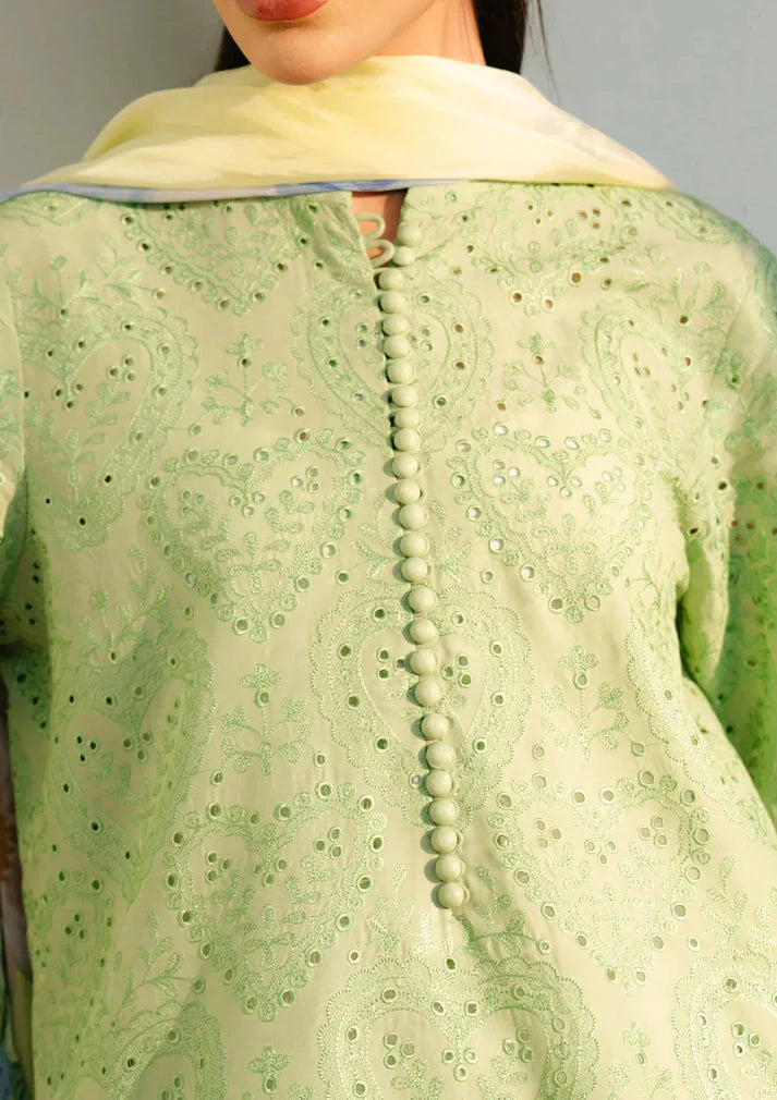 LAWN 3PC CHIKENKARI EMBROIDERED SHIRT PLAIN TROUSER PRINTED DUPATA D-737