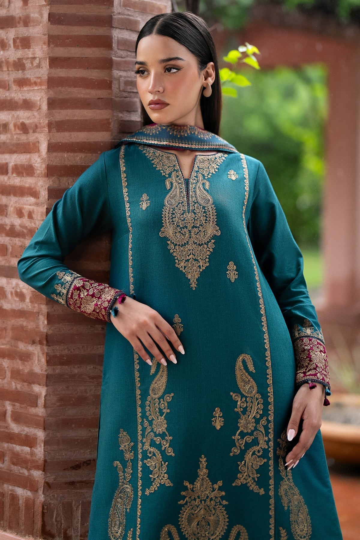 3PC DANAK EMBROIDERED SHIRT, PRINTED WOOL SHAWL AND PLAIN TROUSER 77-RR