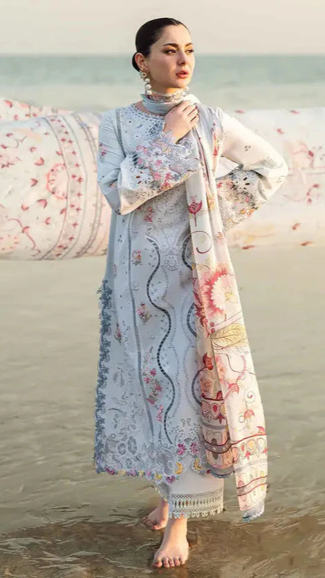 HOLE CHIKENKARI 3PC EMBORIDED LAWN SHIRT CHIFFON EMBROIDERED DUPATA