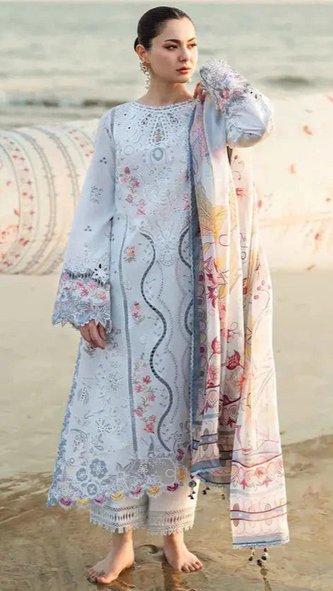 HOLE CHIKENKARI 3PC EMBORIDED LAWN SHIRT CHIFFON EMBROIDERED DUPATA