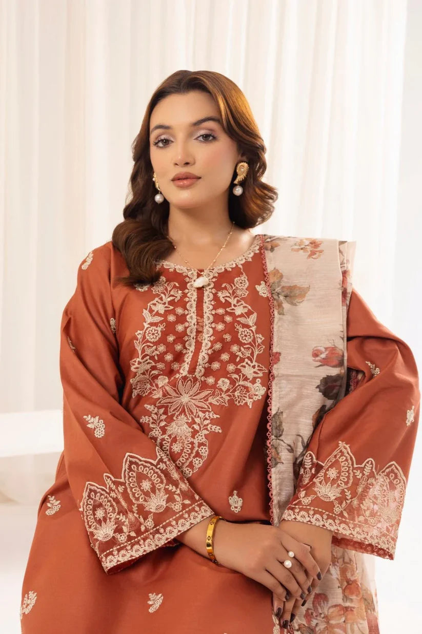 LAWN | 3PCS PREMIUM EMBROIDERED SUMMER LAWN D-1088