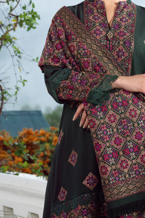 3PC DHANAK EMBROIDERED SHIRT WITH HEAVY DANAK EMBORIDED SHAWL AND PLAIN TROUSER 7778-RR