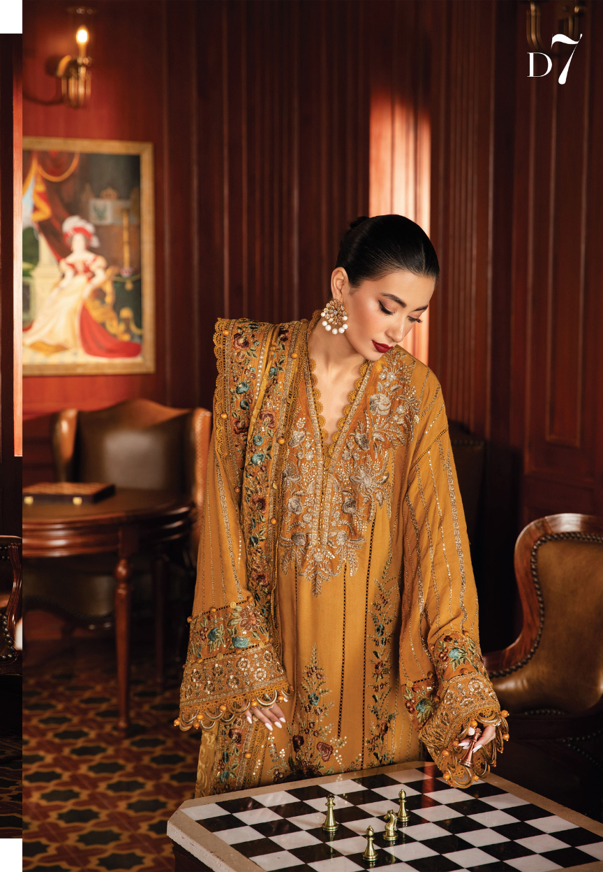 3PC DHANAK EMBROIDERED SHIRT PRINTED WOOL SHAWL AND PLAIN TROUSE 665-RR