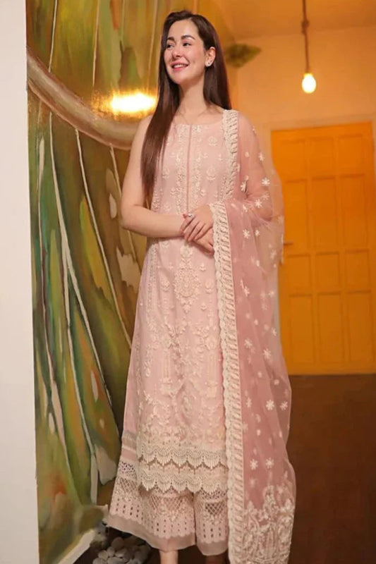 3PC PIECE UNSTITCHED HEAVY EMBROIDERED LAWN SUIT WITH HEAVY EMBROIDERED ORGANZA DUPATTA