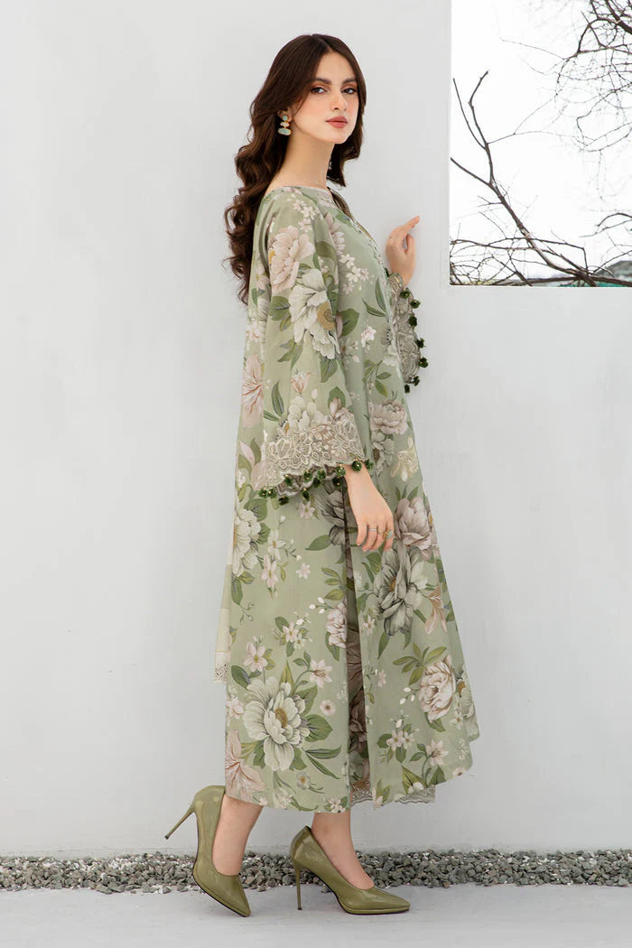 BAROQUE - 3PC KARANDI PRINTED SHIRT WITH RINTED DUPATTA AND TROUSER - HZG1877