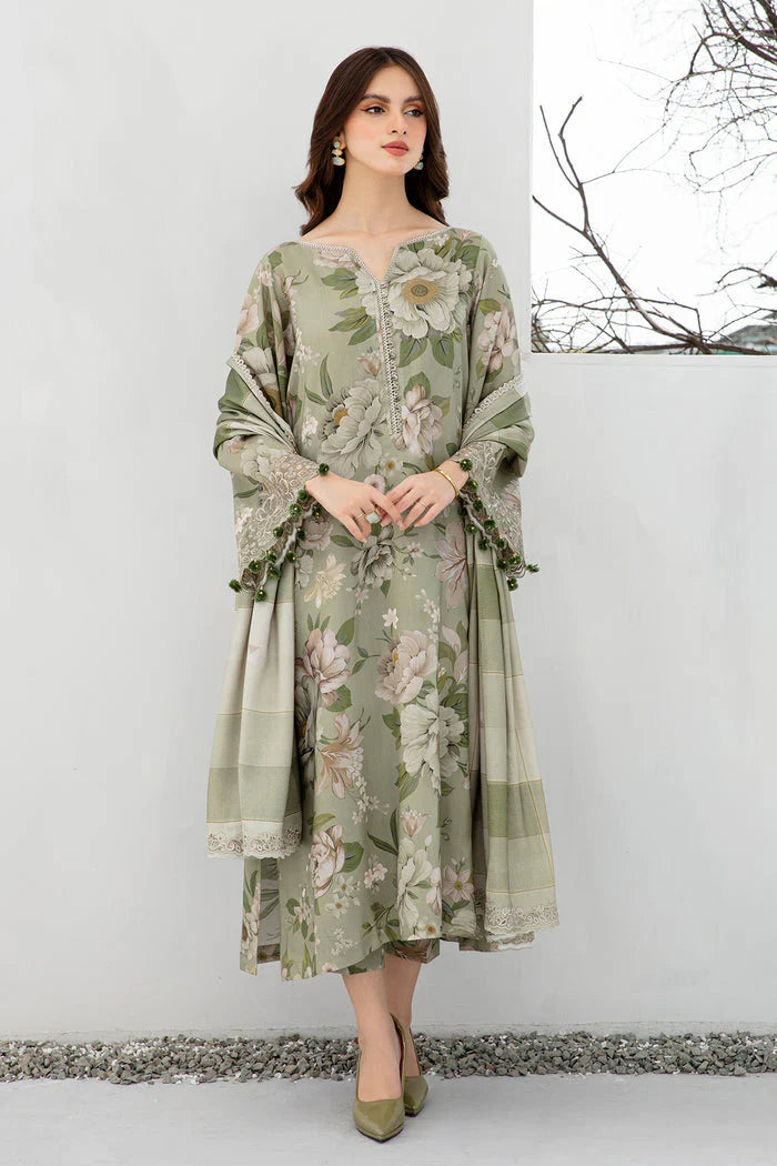 BAROQUE - 3PC KARANDI PRINTED SHIRT WITH RINTED DUPATTA AND TROUSER - HZG1877