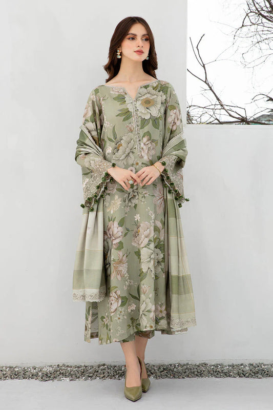 BAROQUE - 3PC KARANDI PRINTED SHIRT WITH RINTED DUPATTA AND TROUSER - HZG1877