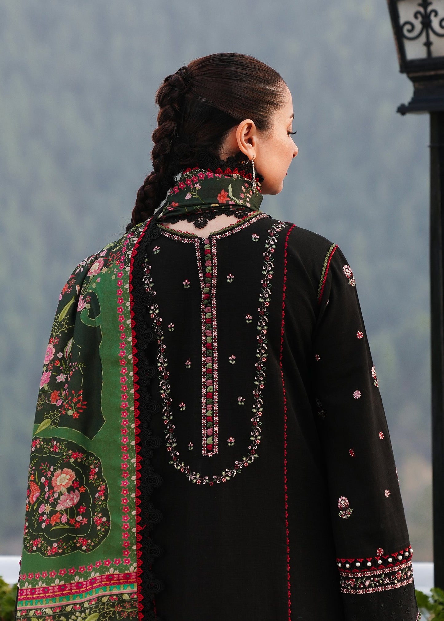 3PC DANAK EMBROIDERED SHIRT PRINTED WOOL SHAWL AND PLAIN TROUSER 77-RR