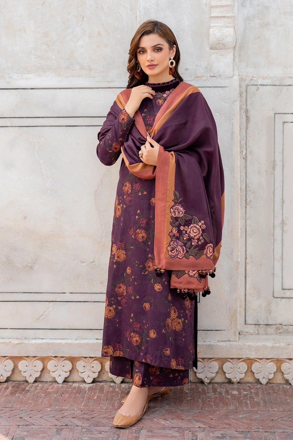 BAROQUE - 3PC KARANDI PRINTED SHIRT WITH PRINTED DUPATTA AND TROUSER - HZG1865