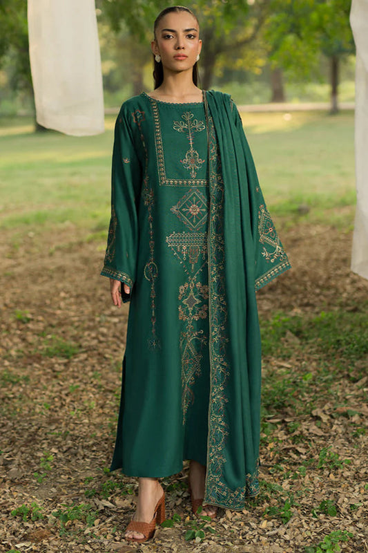 3PC DANAK EMBROIDERED SHIRT, DANAK EMBROIDERED SHAWL AND PLAIN TROUSER 763-RR