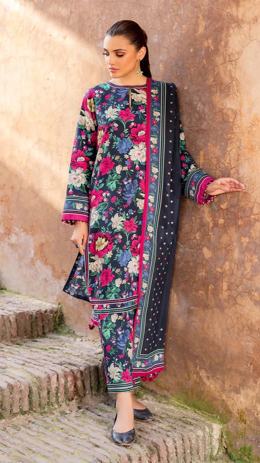 BAROQUE - 3PC KARANDI PRINTED SHIRT WITH PRINTED DUPATTA AND TROUSER - HZG1867