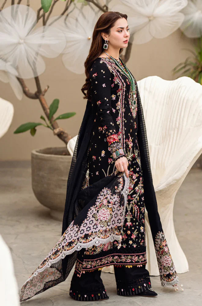 3PC DHANAK EMBROIDERED SHIRT WITH DHANAK (DAMAN-PATCH) EMBROIDERED SHAWL AND PLAIN TROUSE
