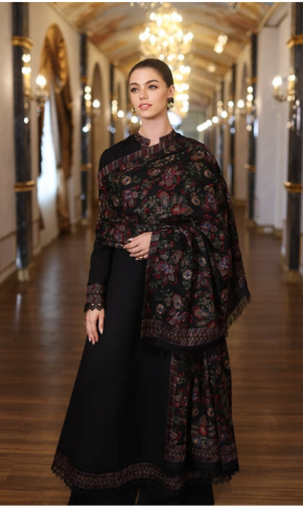 3PC DHANAK EMBROIDERED SUIT WITH HEAVY DANAK EMBORIDED SHAWL 882-RR