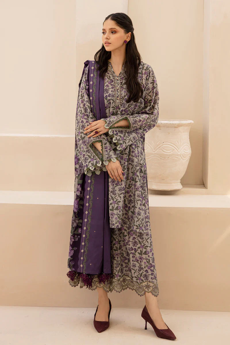 BAROQUE - 3PC KARANDI PRINTED SHIRT WITH PRINTED DUPATTA AND TROUSER - HZG1871