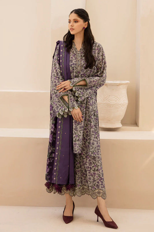 BAROQUE - 3PC KARANDI PRINTED SHIRT WITH PRINTED DUPATTA AND TROUSER - HZG1871