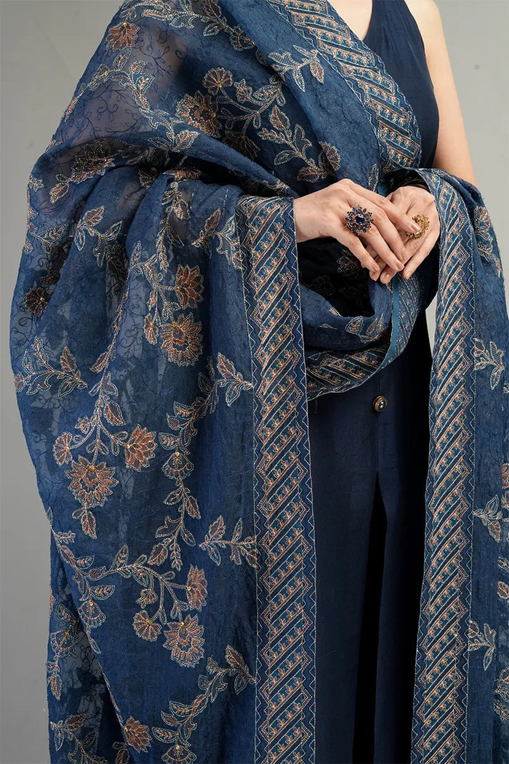 RROYAL ENROBE  3PC DHANAK EMBROIDERED SUIT