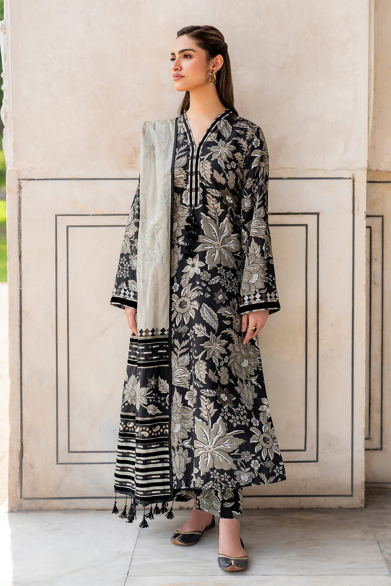 BAROQUE - 3PC KARANDI PRINTED SHIRT WITH PRINTED DUPATTA AND TROUSER - HZG18737