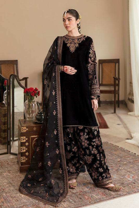 VELVET 3PC EMBROIDERED SHIRT ORGANZA EMBORIDED DUPATA AND VELVET EMBORIDED TROUSER 641-RR