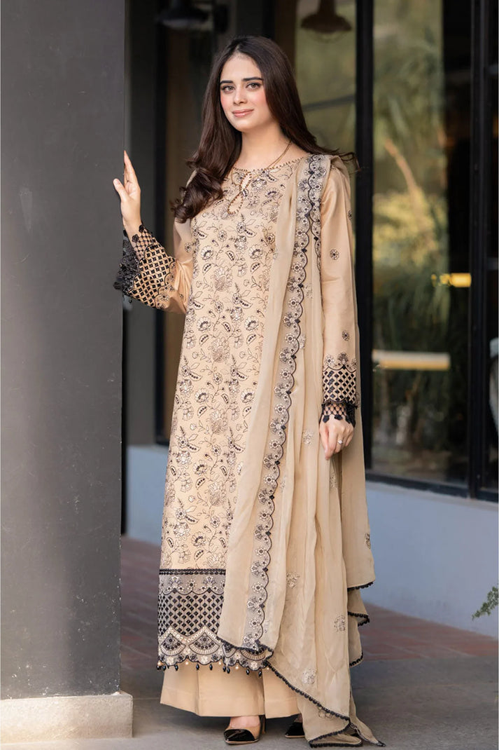 3PC DHANAK EMBROIDERED SUIT 990-RR