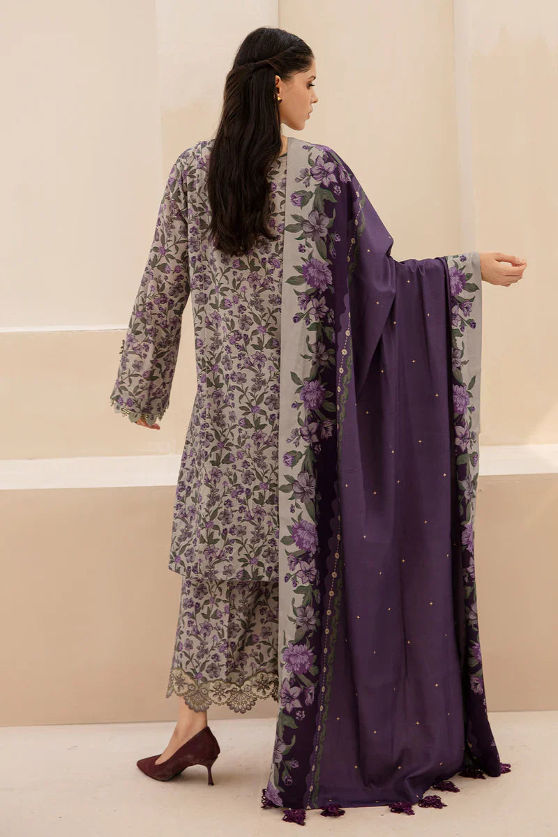 BAROQUE - 3PC KARANDI PRINTED SHIRT WITH PRINTED DUPATTA AND TROUSER - HZG1871