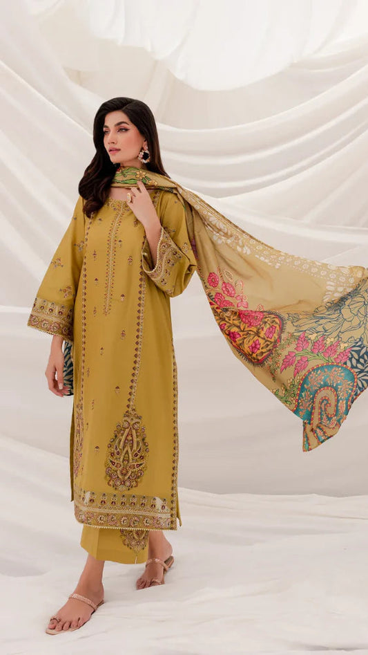 LAWM EMBROIDERED SHIRT SLEEVES PRINTED DUPATA /516-AL