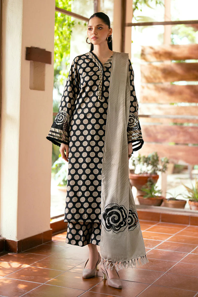 BAROQUE - 3PC KARANDI PRINTED SHIRT WITH RINTED DUPATTA AND TROUSER - HZG1879