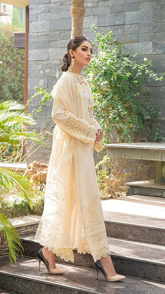 EMBROIDERED 3PC LAWN DRESS WITH EMBROIDERED ORGANZA DUPATTA 109  3 reviews