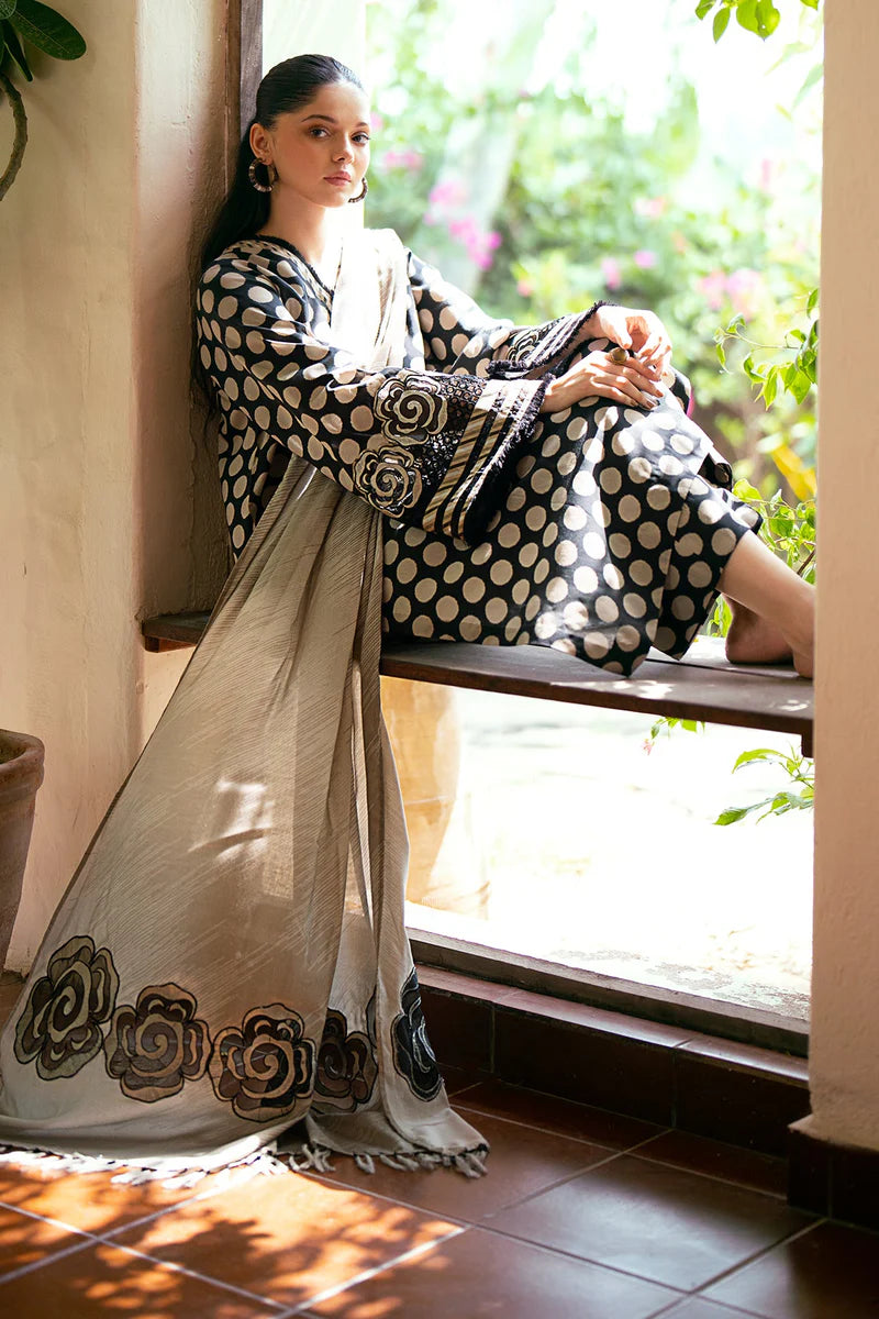 BAROQUE - 3PC KARANDI PRINTED SHIRT WITH RINTED DUPATTA AND TROUSER - HZG1879