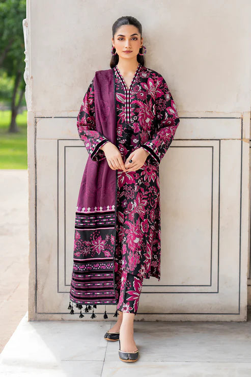 BAROQUE - 3PC KARANDI PRINTED SHIRT WITH RINTED DUPATTA AND TROUSER - HZG1874