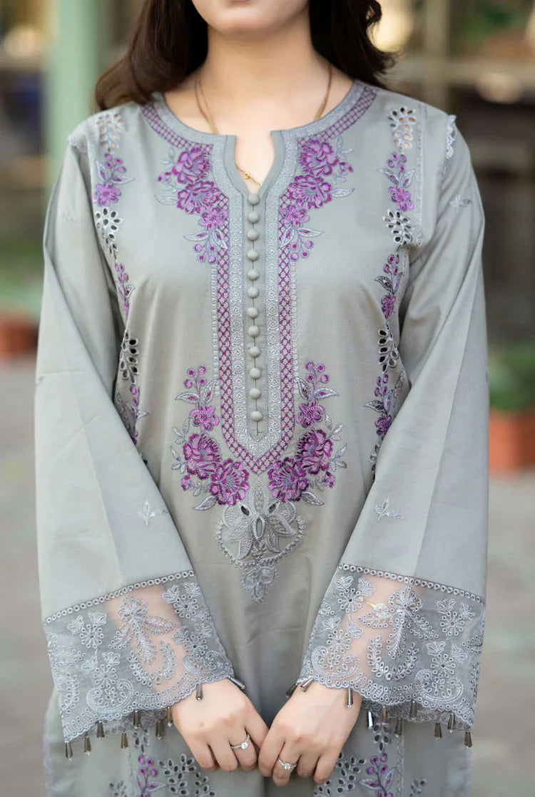 3PC DANAK EMBORIDED SHIRT PLAIN TROUSER EMBORIDED DANAK SHAWL    333-RR