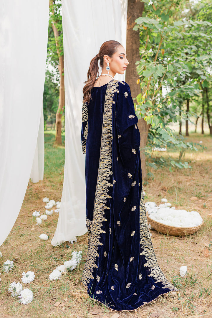 VELVET 3PC SHIRT EMBROIDERED EMBROIDERED VELVET DUPATA SILK TROUSER 614-RR