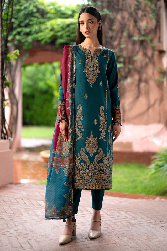 3PC DANAK EMBROIDERED SHIRT, PRINTED WOOL SHAWL AND PLAIN TROUSER 77-RR