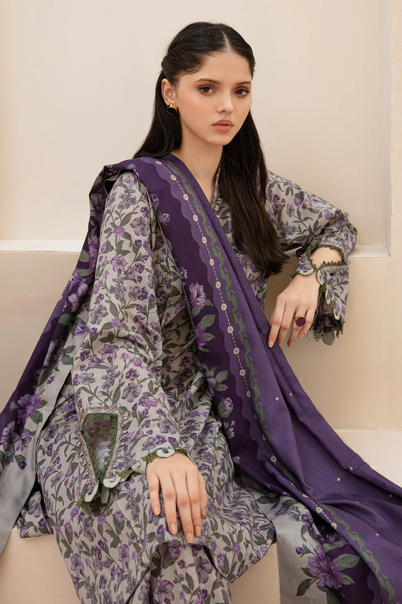 BAROQUE - 3PC KARANDI PRINTED SHIRT WITH PRINTED DUPATTA AND TROUSER - HZG1871