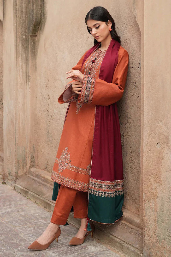 LAWN 3PC CHIKENKARI EMBROIDERED SHIRT PLAIN TROUSER (D-PATCH) PRINTED DUPATA D-123