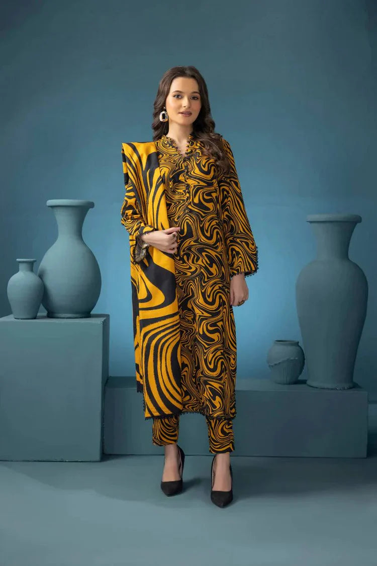 BAROQUE - 3PC KARANDI PRINTED SHIRT WITH RINTED DUPATTA AND TROUSER - HZG1881