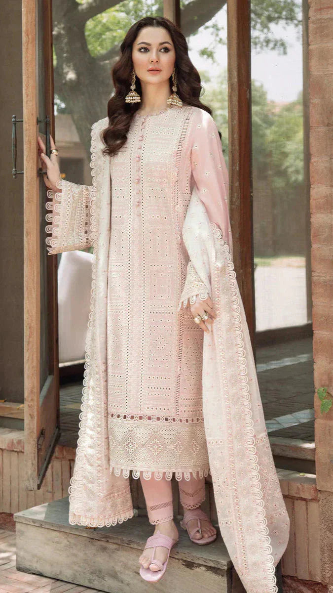 LAWN 3PC EMBROIDERED SUIT PLAIN TROUSER ORGENZA EMBORIDED DUPATA