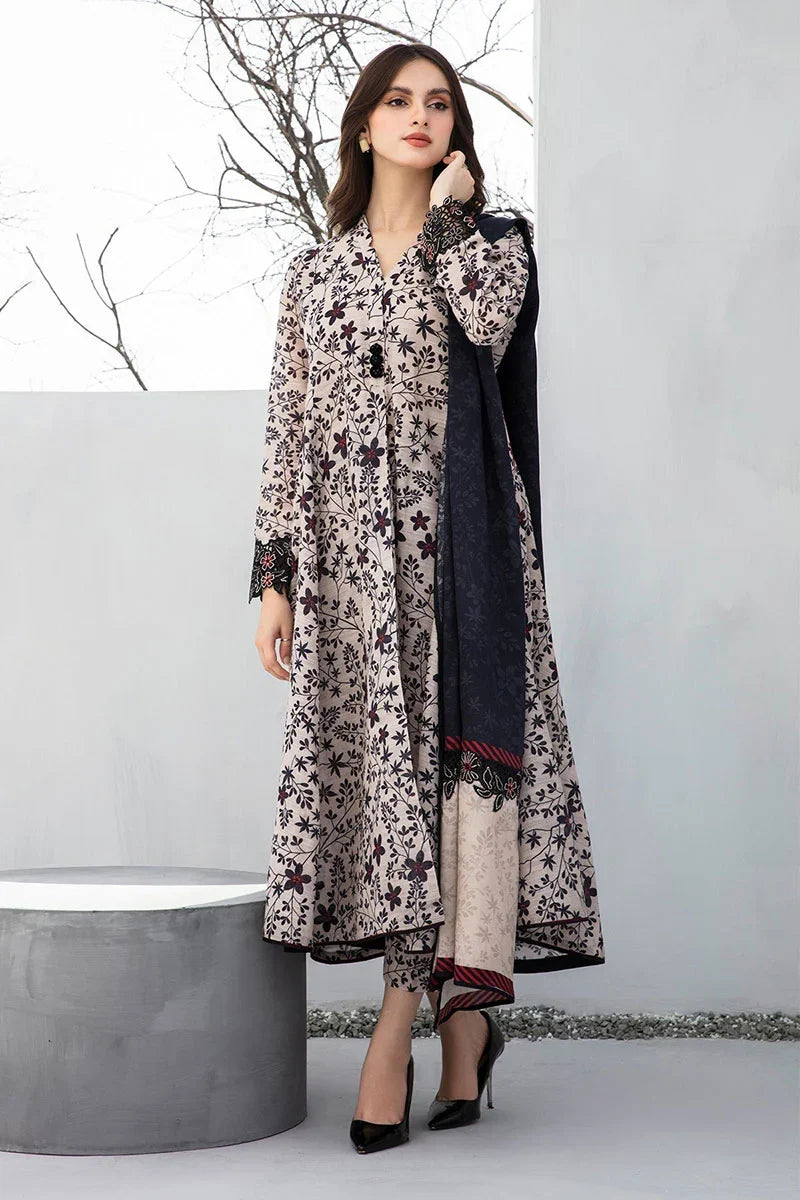 BAROQUE - 3PC KARANDI PRINTED SHIRT WITH PRINTED DUPATTA AND TROUSER - HZG1866