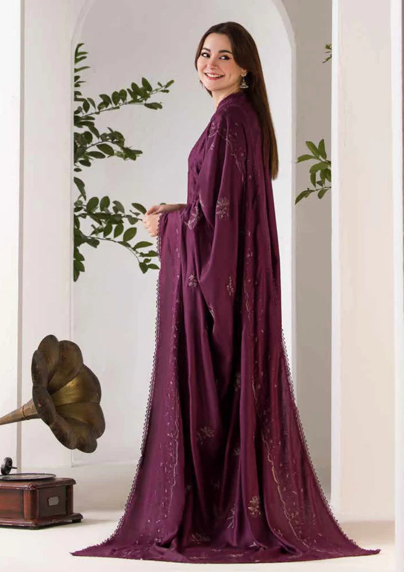 3PC DHANAK EMBROIDERED SHIRT , EMBORIDED DANAK SHAWL AND PLAIN TROUSER - 1091