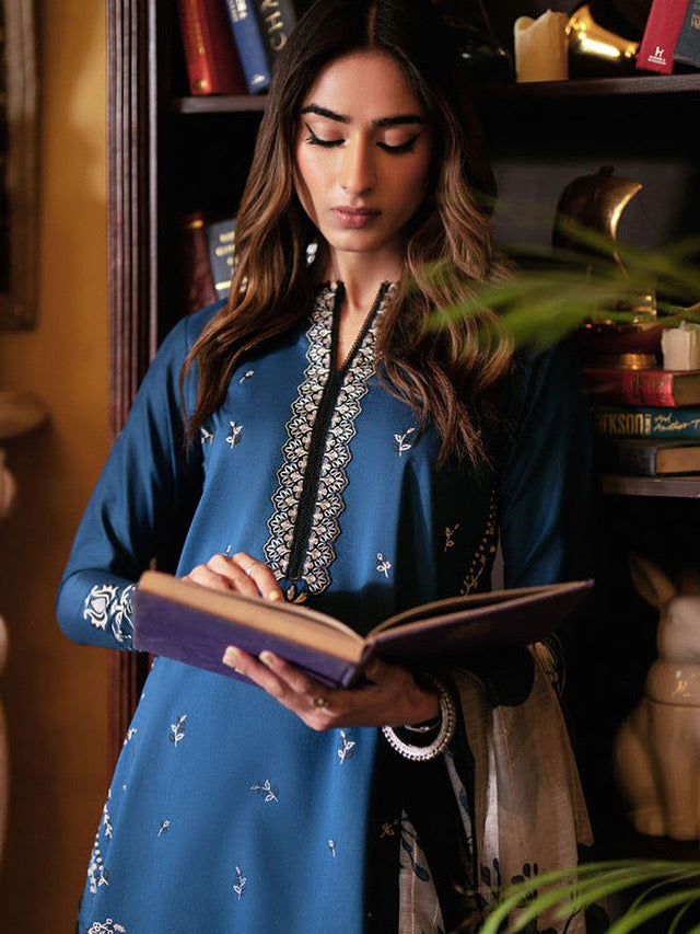 3PC DANAK EMBROIDERED SHIRT, PRINTED WOOL SHAWL AND PLAIN TROUSER 99-RR