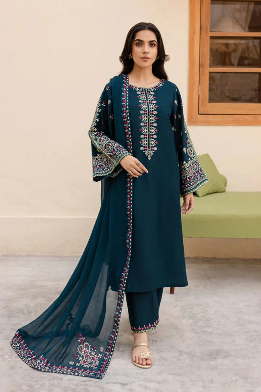 LAWN 3PC EMBROIDERED SHIRT PLAIN TROUSER CHIFFON EMBORIDED DUPATA D-10