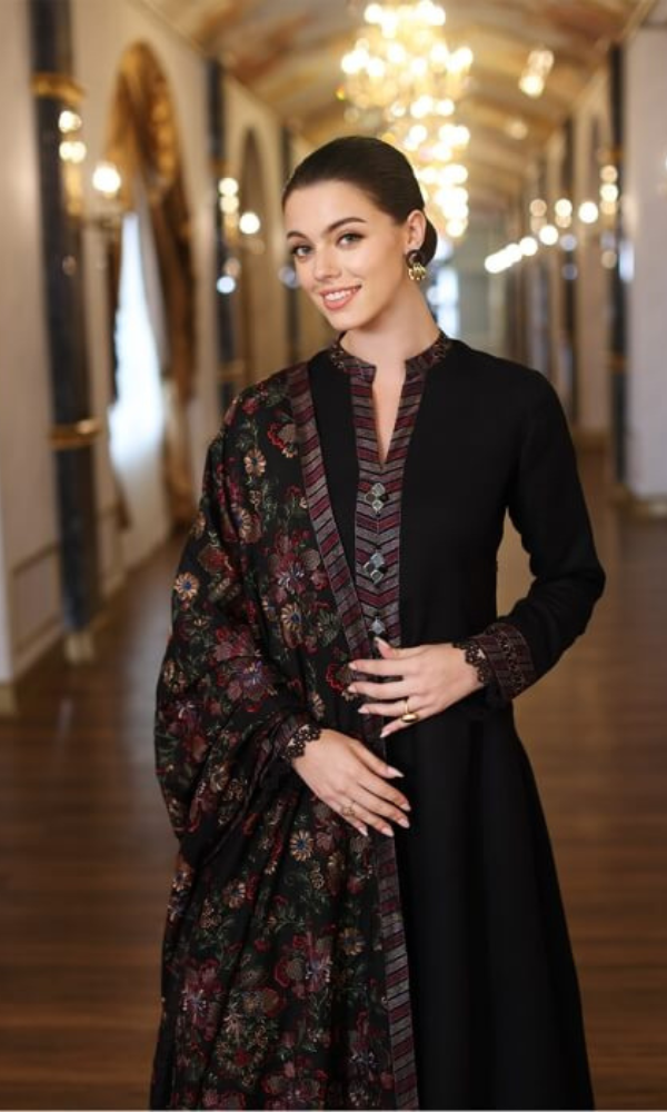 3PC DHANAK EMBROIDERED SUIT WITH HEAVY DANAK EMBORIDED SHAWL 882-RR