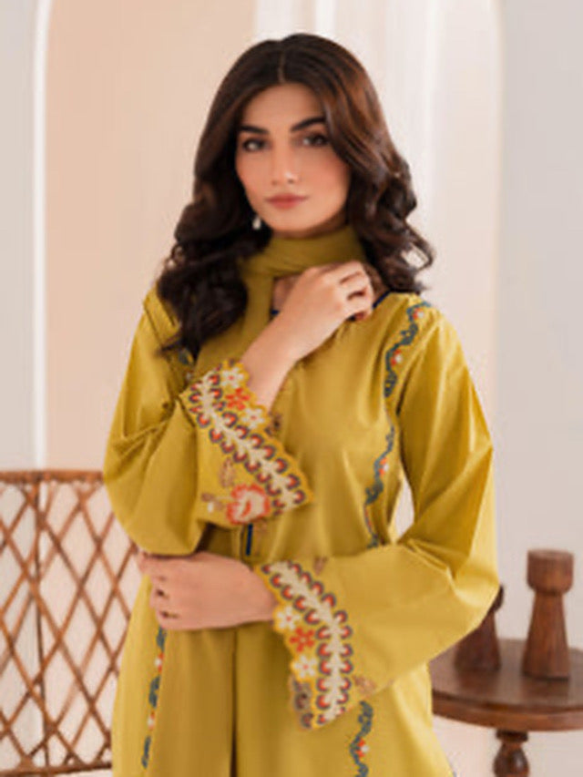3PC DANAK EMBROIDERED SHIRT EMBROIDERED DANAK SHAWL AND PLAIN TROUSER 746-RR