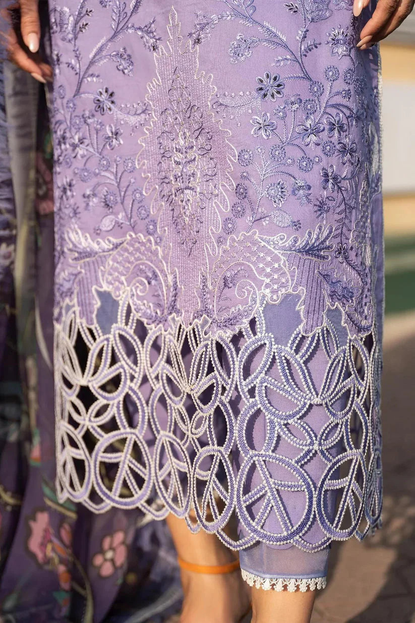 LAWN 3PC EMBROIDERED SHIRT PLAIN TROUSER (D-PATCH CUTTWORK ) PRINTED DUPATA D-510