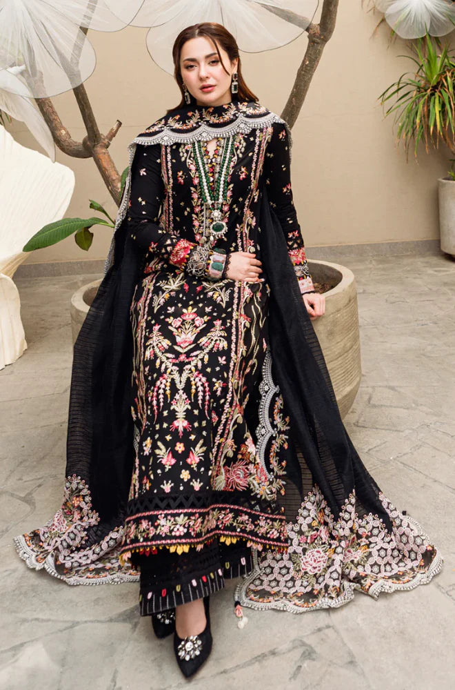 3PC DHANAK EMBROIDERED SHIRT WITH DHANAK (DAMAN-PATCH) EMBROIDERED SHAWL AND PLAIN TROUSE