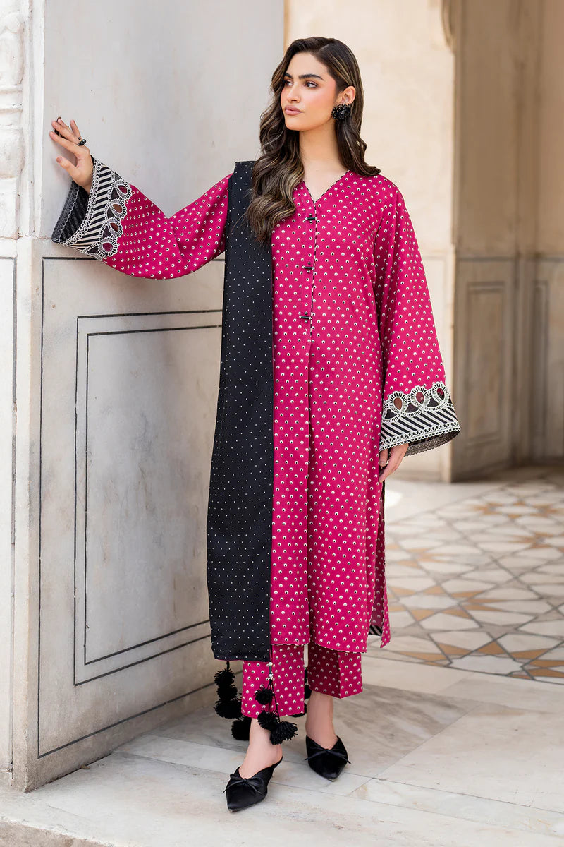 BAROQUE - 3PC KARANDI PRINTED SHIRT WITH RINTED DUPATTA AND TROUSER - HZG1875