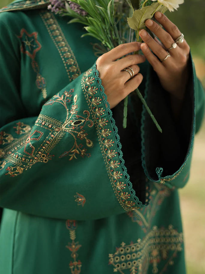3PC DANAK EMBROIDERED SHIRT, DANAK EMBROIDERED SHAWL AND PLAIN TROUSER 763-RR