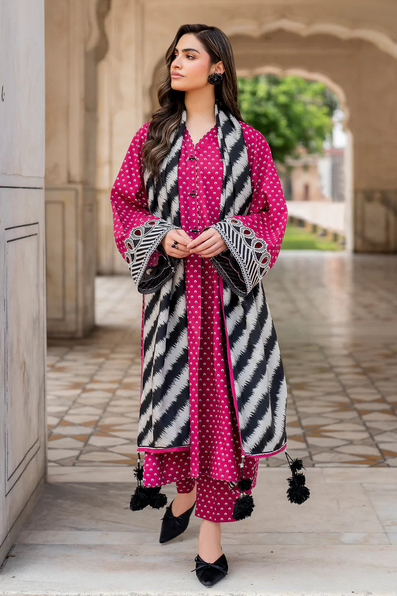 BAROQUE - 3PC KARANDI PRINTED SHIRT WITH RINTED DUPATTA AND TROUSER - HZG1875